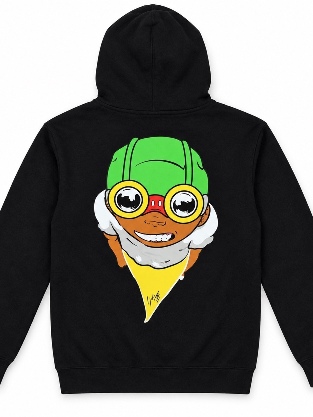 BAIT Black Cartoon Aviator Graphic Hoodie Small NWOT